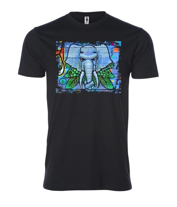 Blue elephant face sign black Male T Shirt