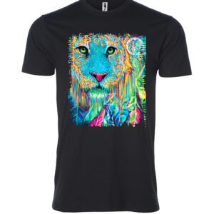 Blue lion face sign black Male T Shirt