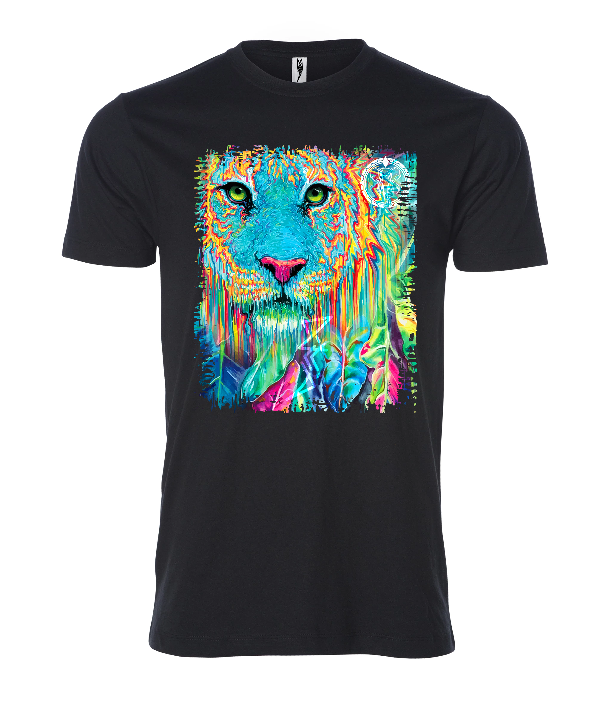 Blue lion face sign black Male T Shirt