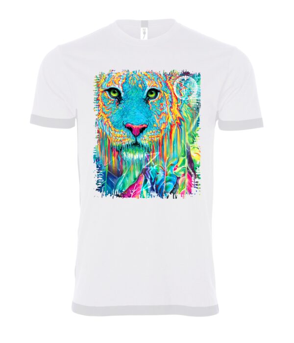Colorful lion face sign Male T Shirt white