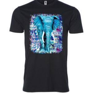 Blue elephant sign black Male T Shirt