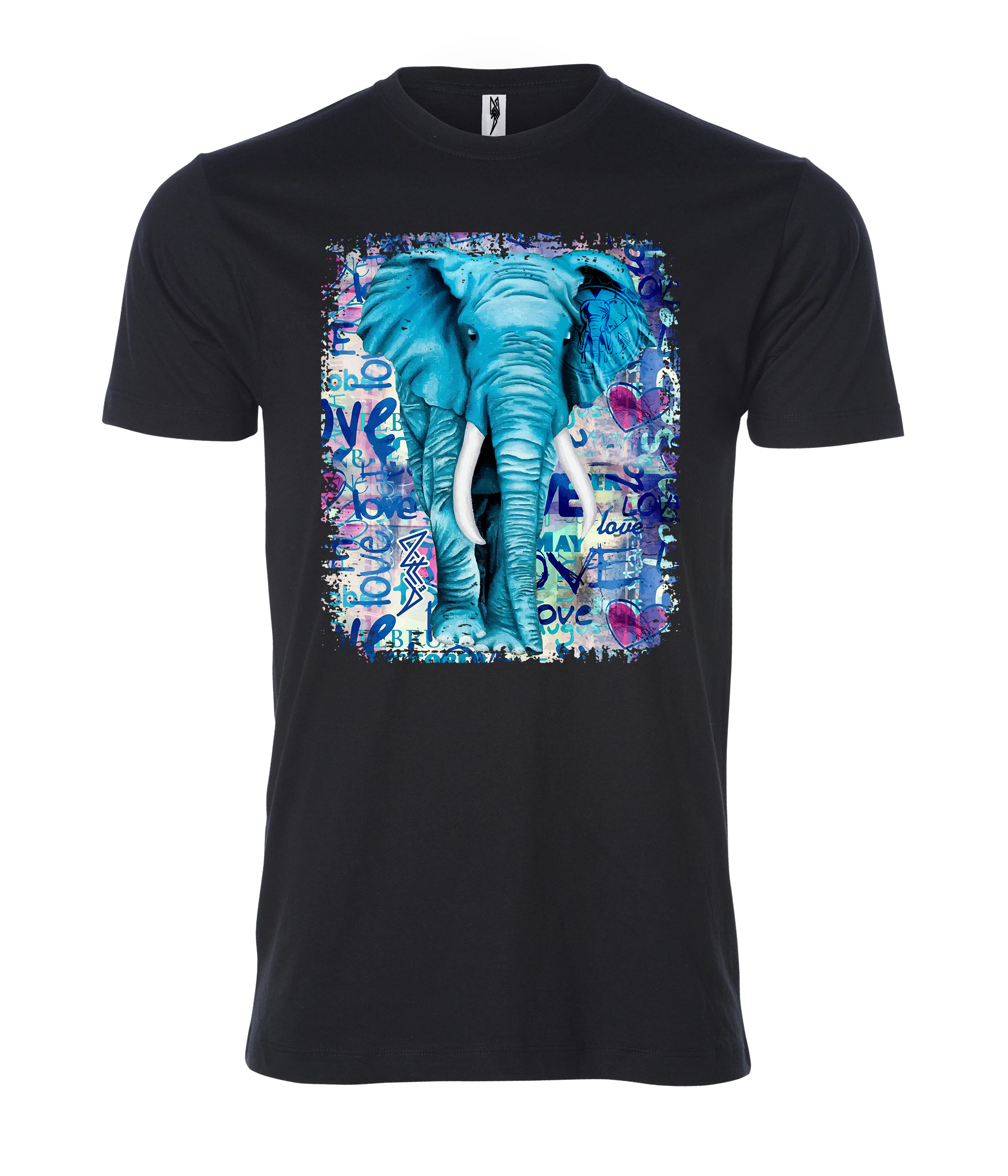 Blue elephant sign black Male T Shirt