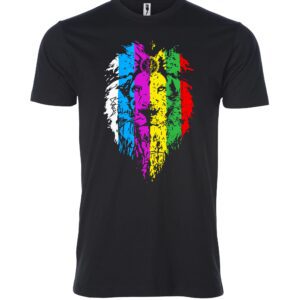 Colorful lion sign black Male T Shirt