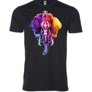 Purple and yellow elephant sign black Male T Shirt